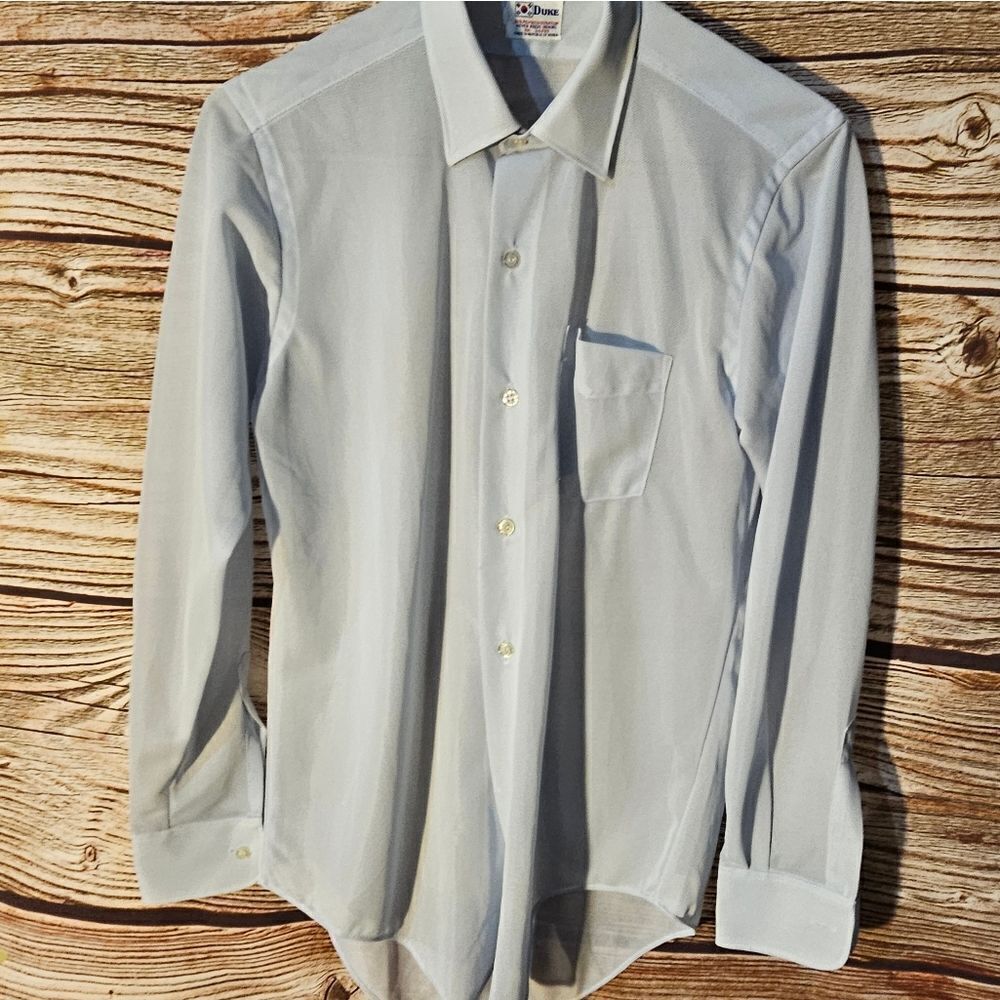 Vintage Duke boys dress shirt 16 sheer blue NWOT